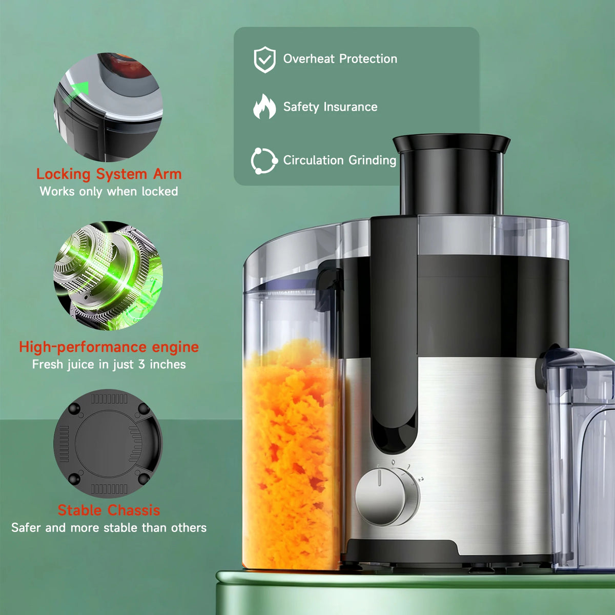 Automatic Fruit And Vegetable Juicer With Stainless Steel Blade