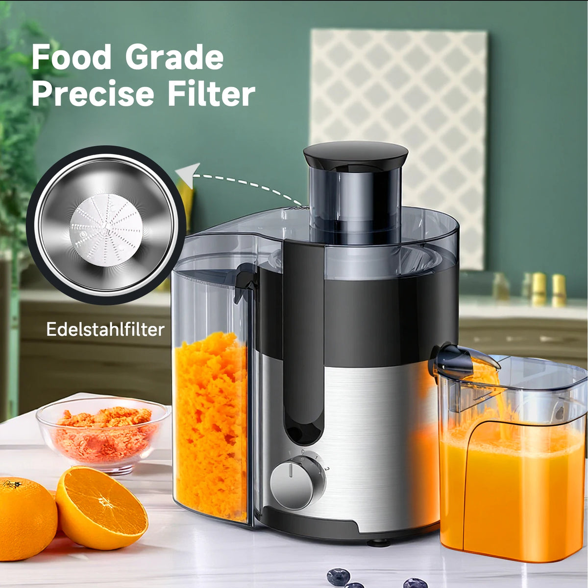 Automatic Fruit And Vegetable Juicer With Stainless Steel Blade