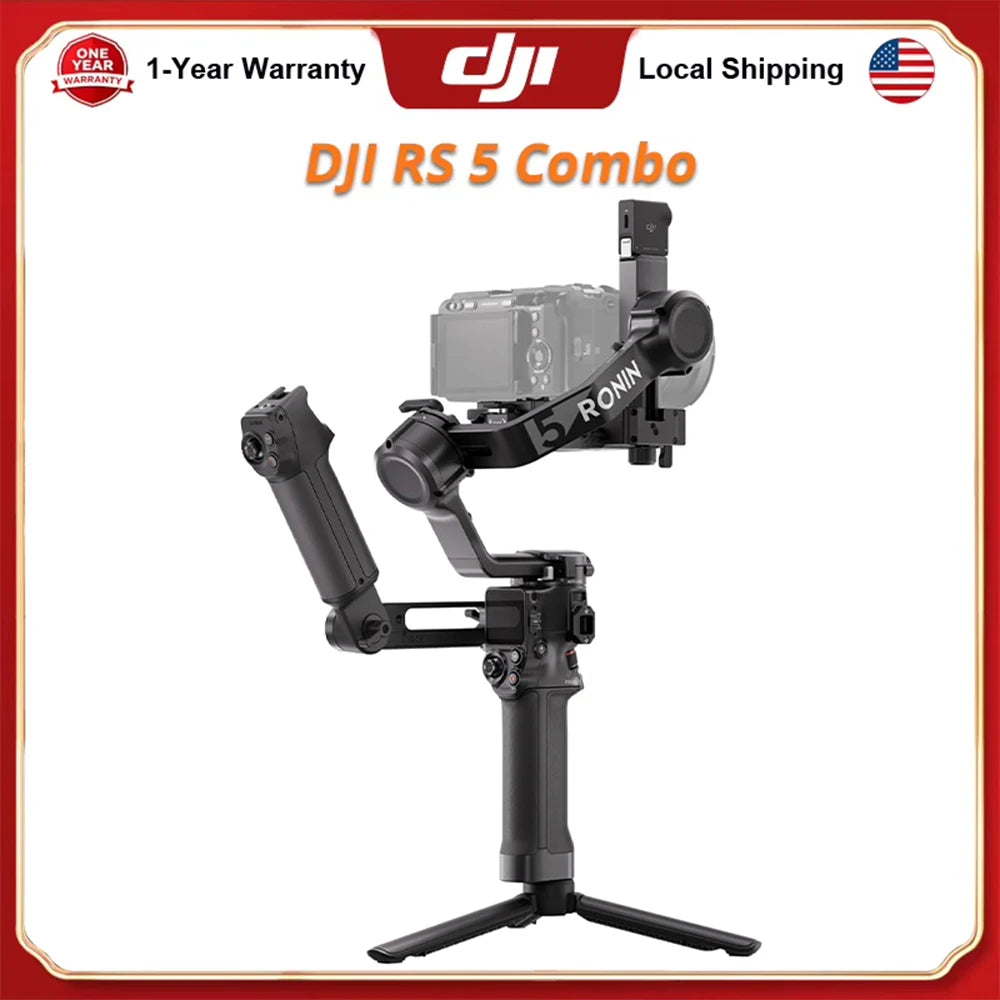 DJI RS 5 Combo | 3-Axis Pro Gimbal for DSLR & Mirrorless | Includes Intelligent Tracking & Briefcase Handle | 1H Charge, 14H Standby