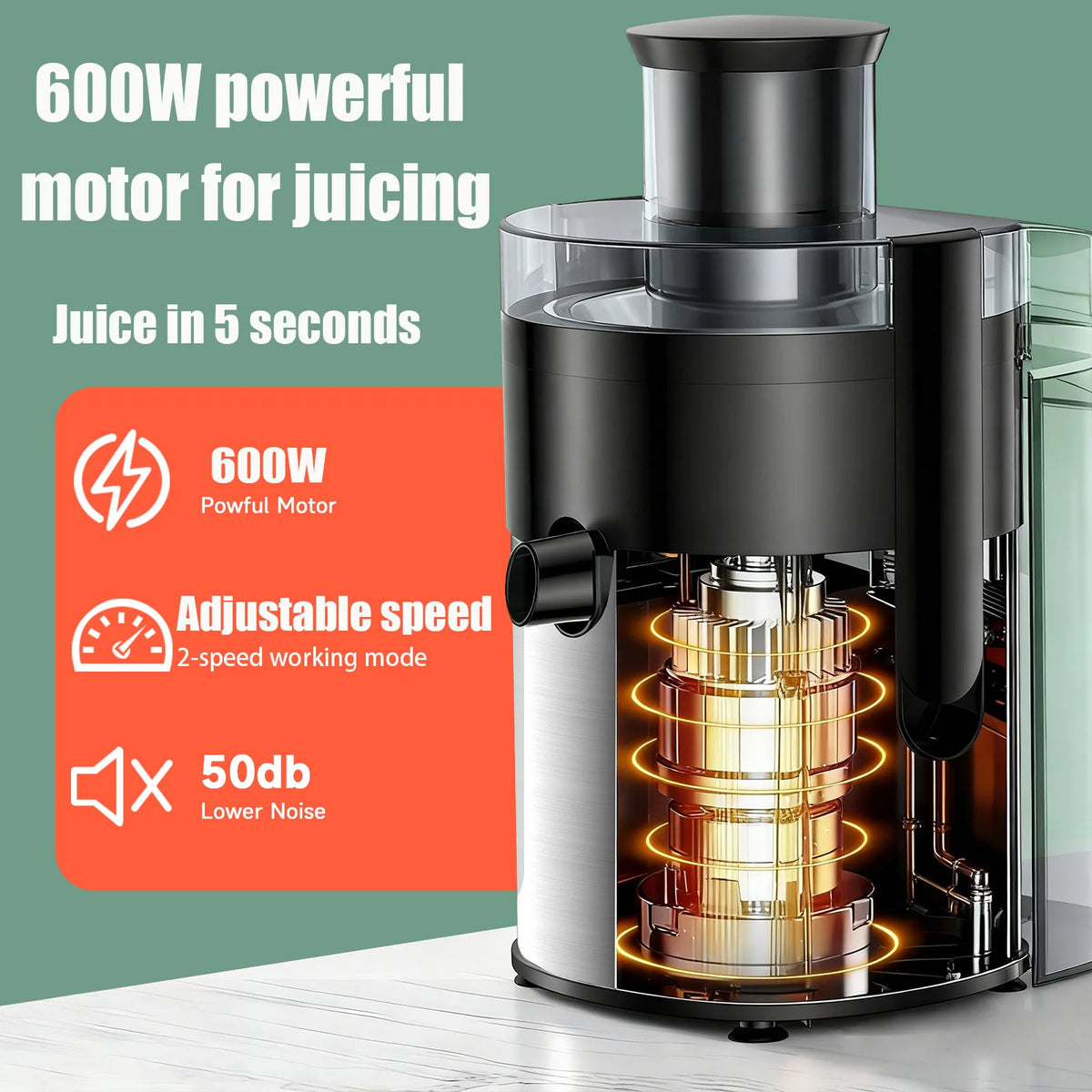 Automatic Fruit And Vegetable Juicer With Stainless Steel Blade