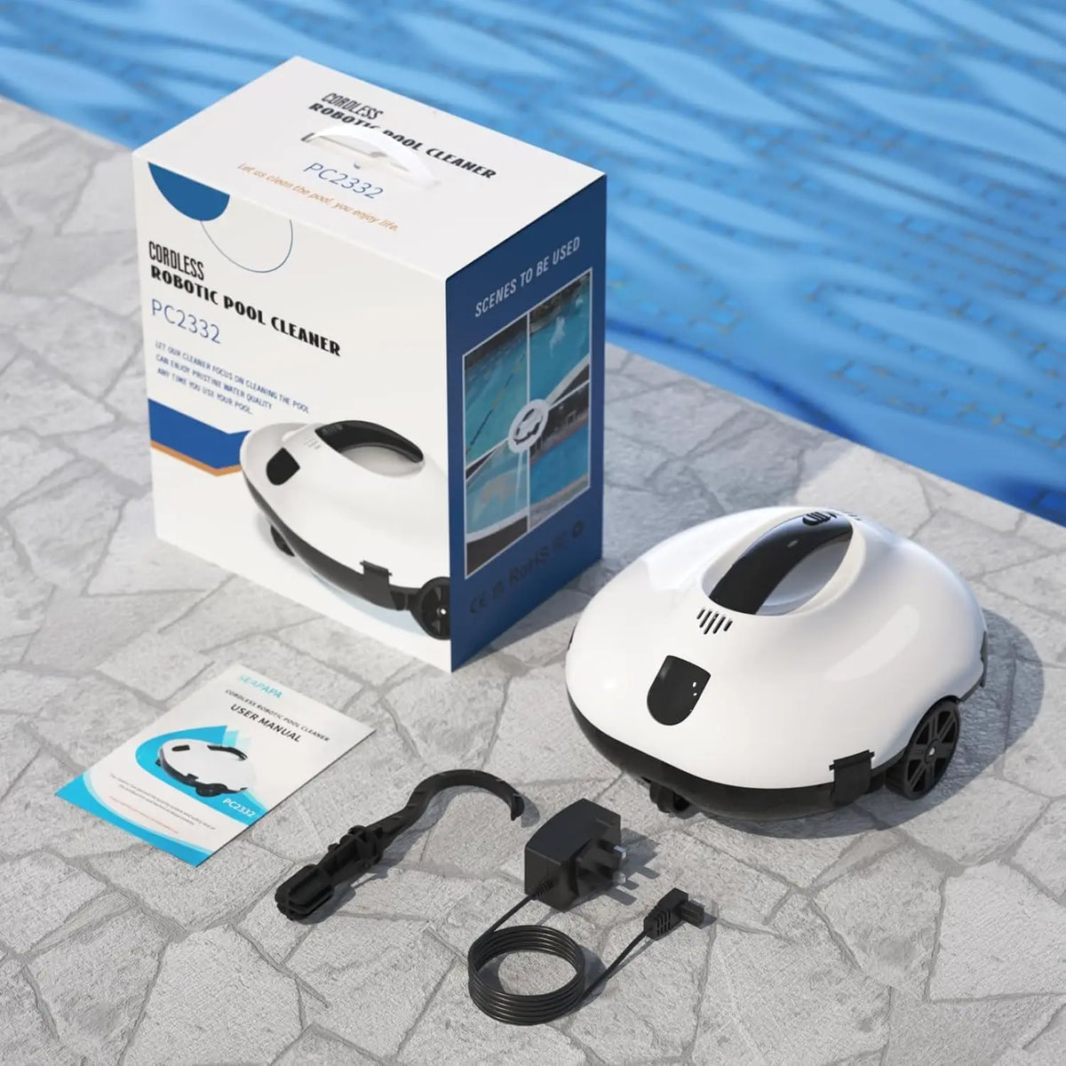 Blossom PC2332 Cordless Robotic Pool Cleaner 120Min Runtime 80㎡ Working Area Self-Parking For Inground Pools