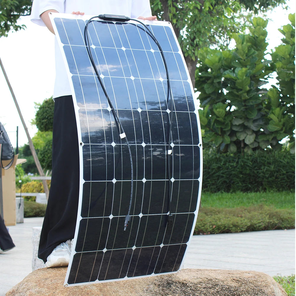 100W Flexible Monocrystalline Solar Panel Waterproof for Car Boat Home 12V Battery Charger