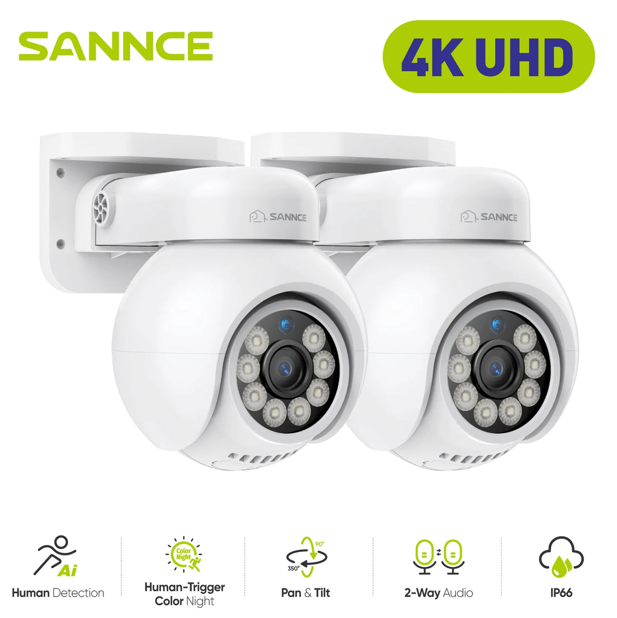SANNCE 4K PoE Security Camera With Audio And Night Vision