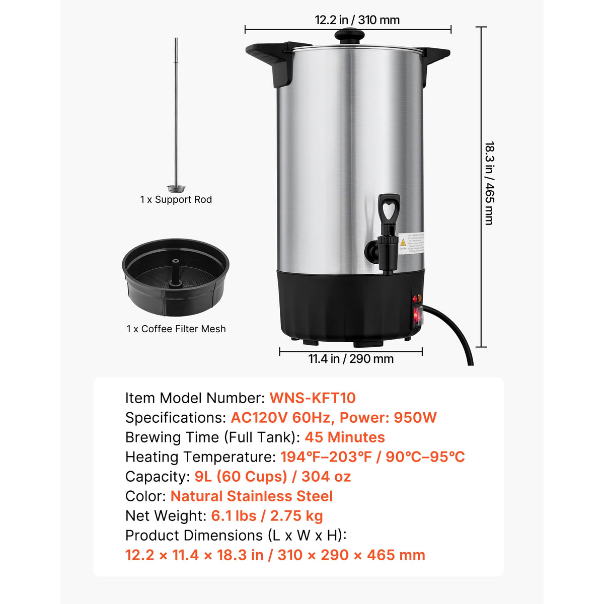 SucceBuy Commercial Coffee Urn With Dripless Faucet Quick Brewing