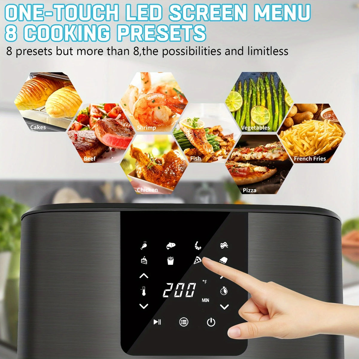KitCook Digital Air Fryer With Eight Preset Cooking Modes