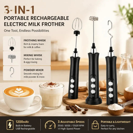 Stonego Rechargeable Milk Frother With Stainless Steel Whisks