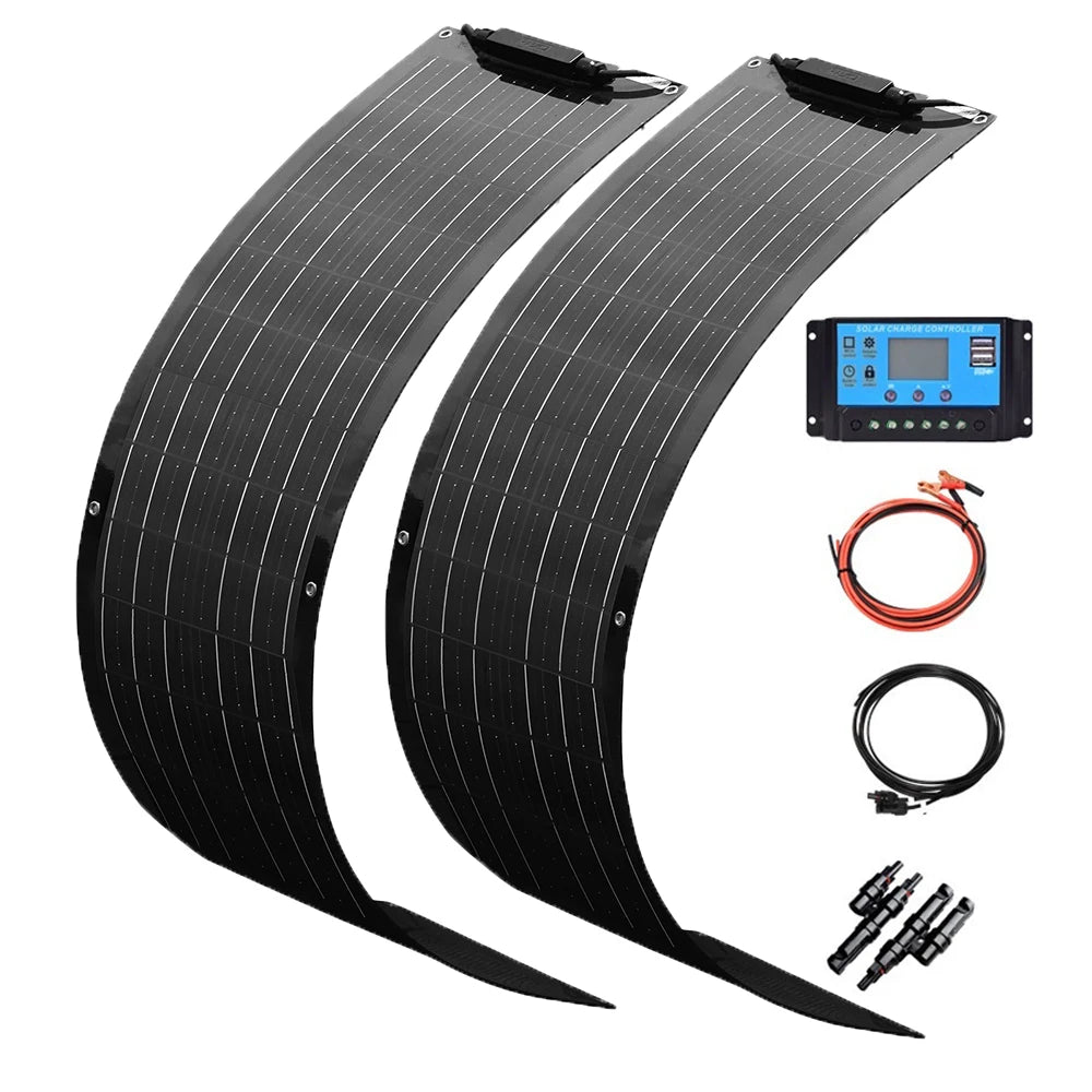 1-2pcs 50W Solar Panel Kit Complete 100W 12V High Efficiency Mono Cell Flexible Solar Panels With Charge Controller PV Cable