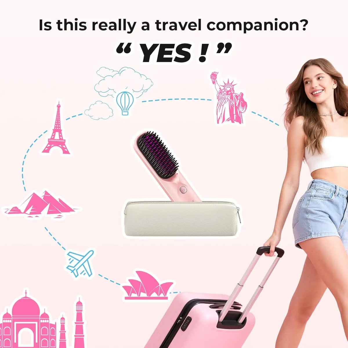 BOPCAL Cordless Hair Straightener Comb Brush With Fast Heating