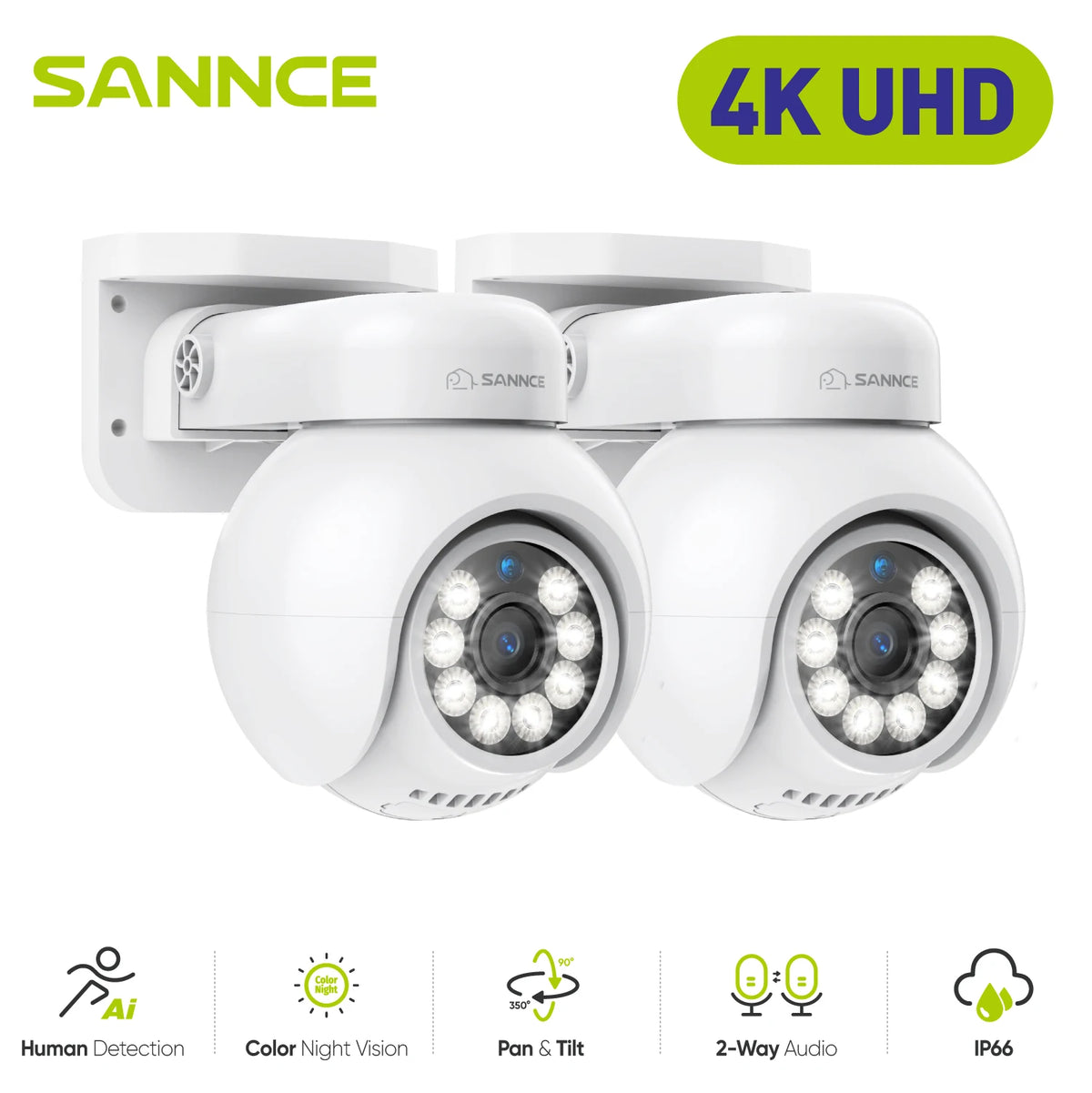 SANNCE 4K PoE Security Camera With Audio And Night Vision