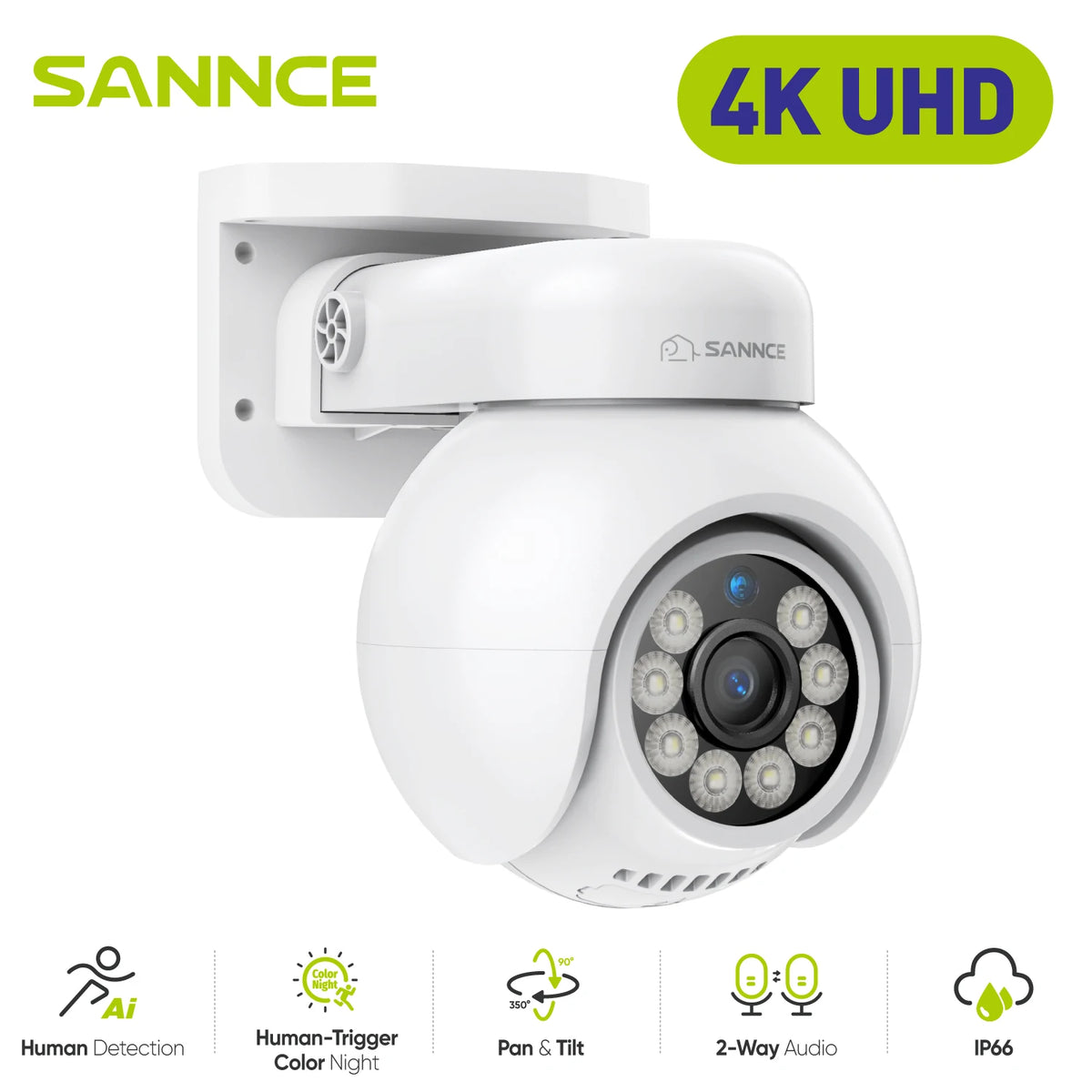 SANNCE 4K PoE Security Camera With Audio And Night Vision