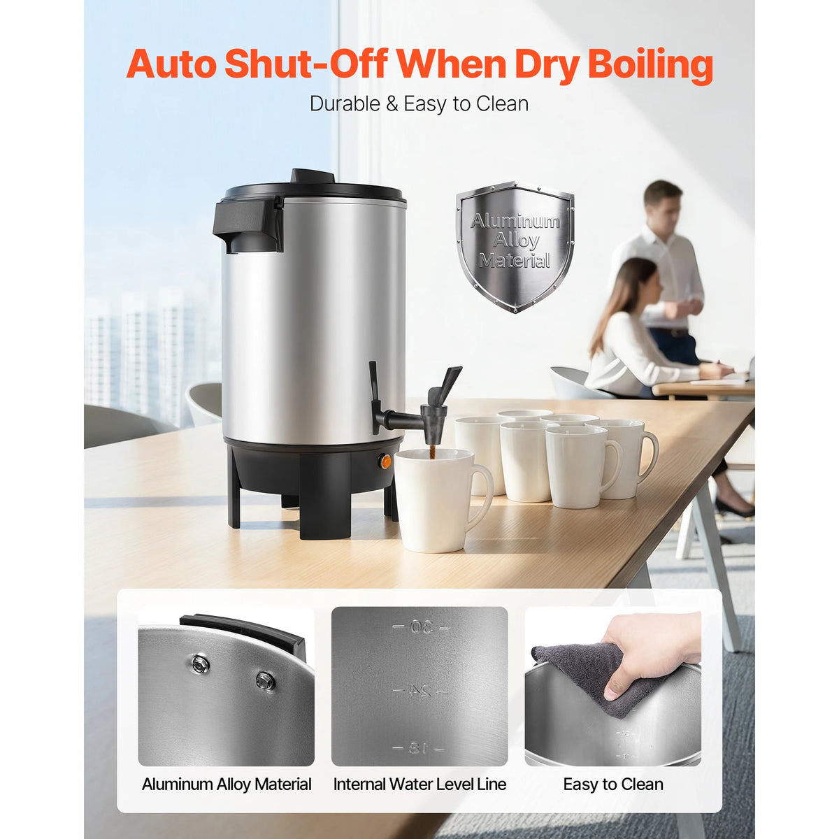 SucceBuy Commercial Coffee Urn With Dripless Faucet Quick Brewing