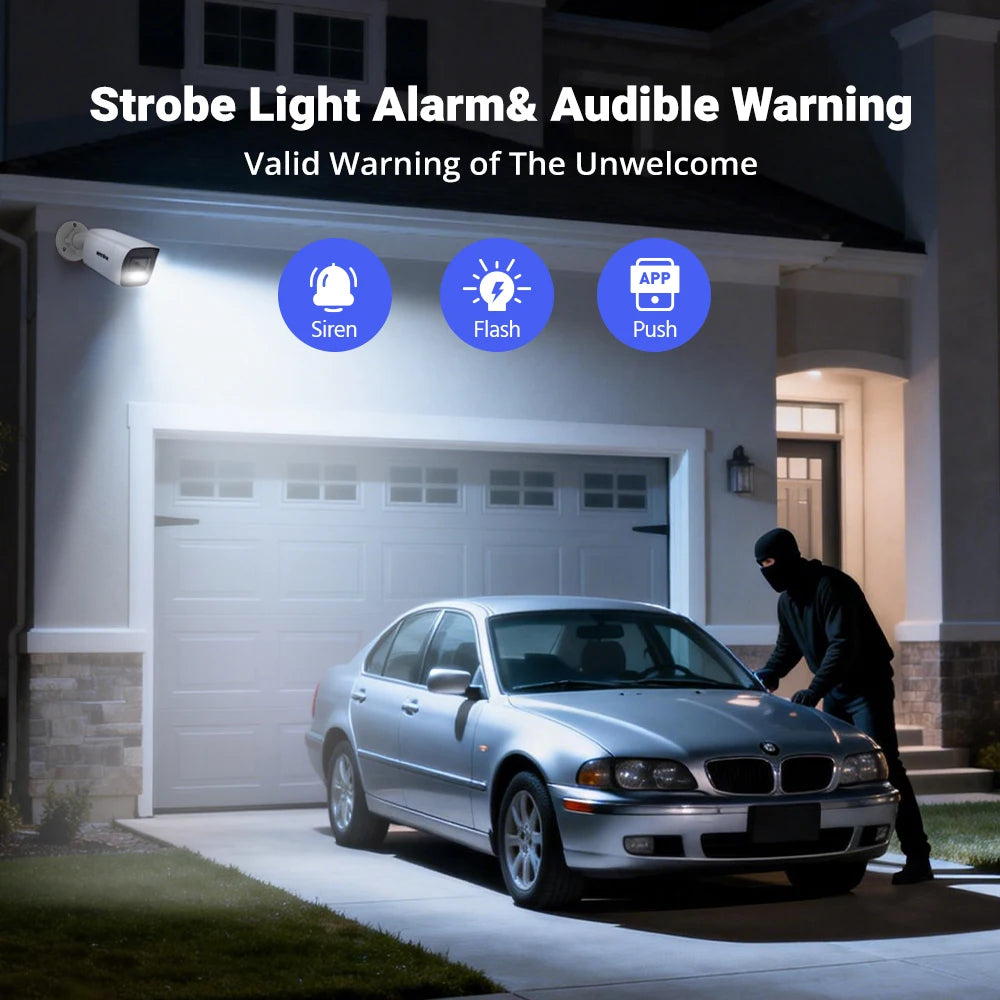 ANNKE 5MP PoE IP Security Bullet Camera 2.8MM Lens Super HD Camera human & Vehicle Detection, Built-in Mic Surveillance