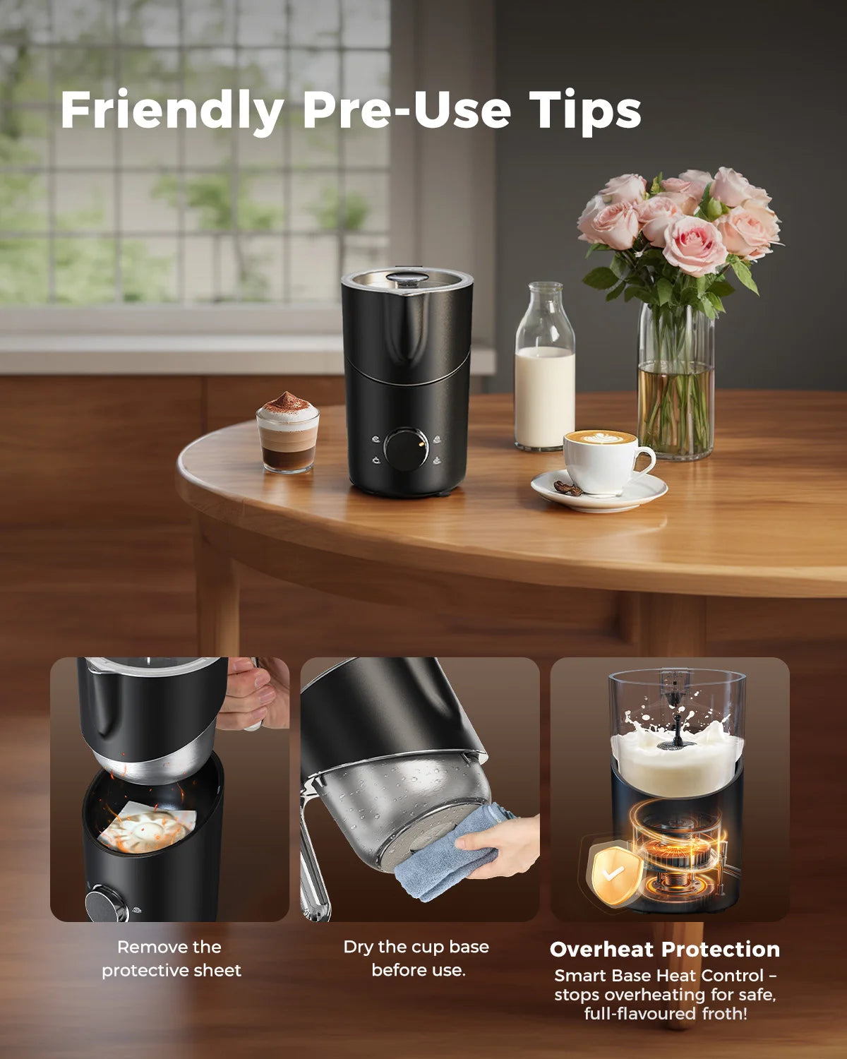 UHOST Electric Milk Frother And Steamer For Coffee