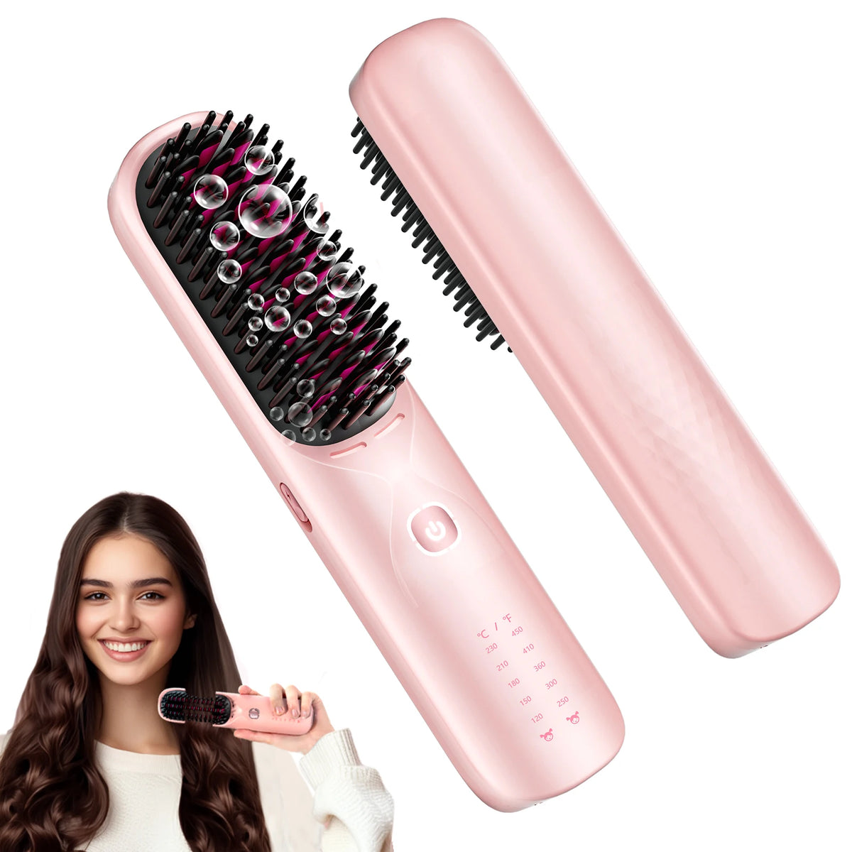 BOPCAL Cordless Hair Straightener Comb Brush With Fast Heating