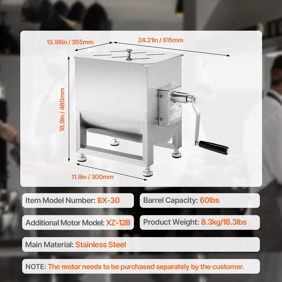 SucceBuy Manual Meat Mixer With Lid And Gear Reducer