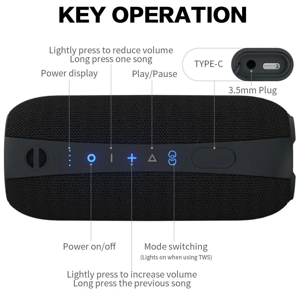 STONEGO Cyberpunk Wireless Bluetooth Speakers With RGB LED Lighting