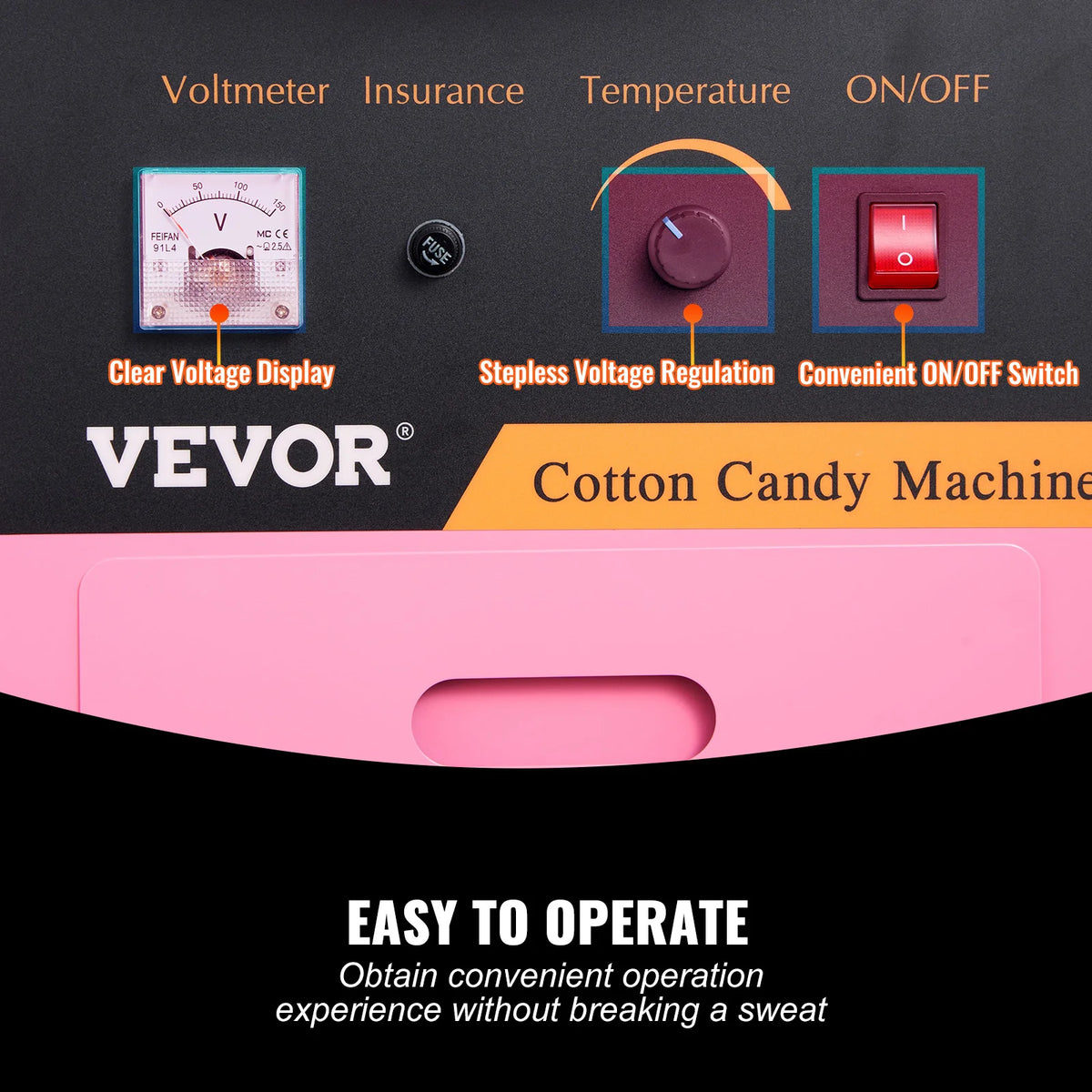 SucceBuy Commercial Cotton Candy Machine With Cart And Stainless Bowl