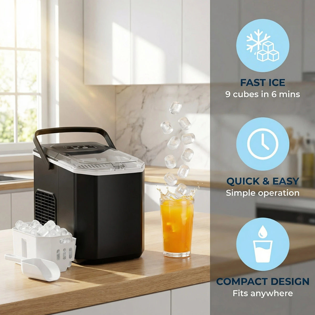 PHILERGO Countertop Ice Maker With Self Cleaning Function