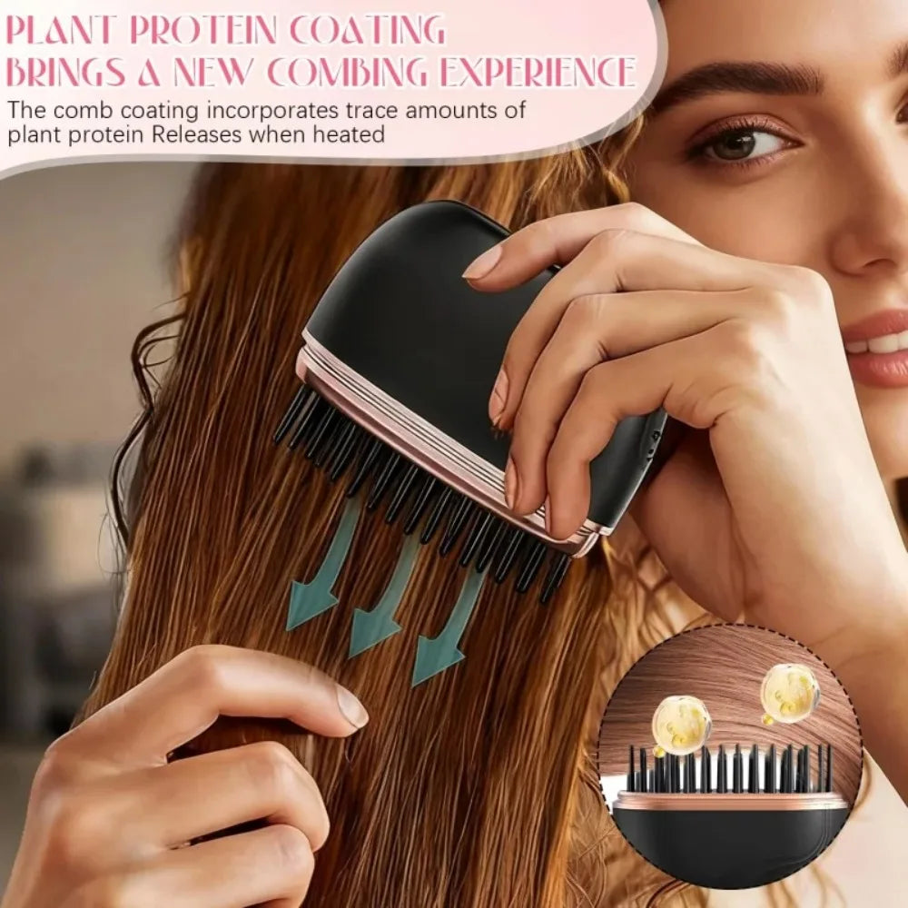Zimir Rechargeable Hair Straightener Brush With Anti Scalding Design