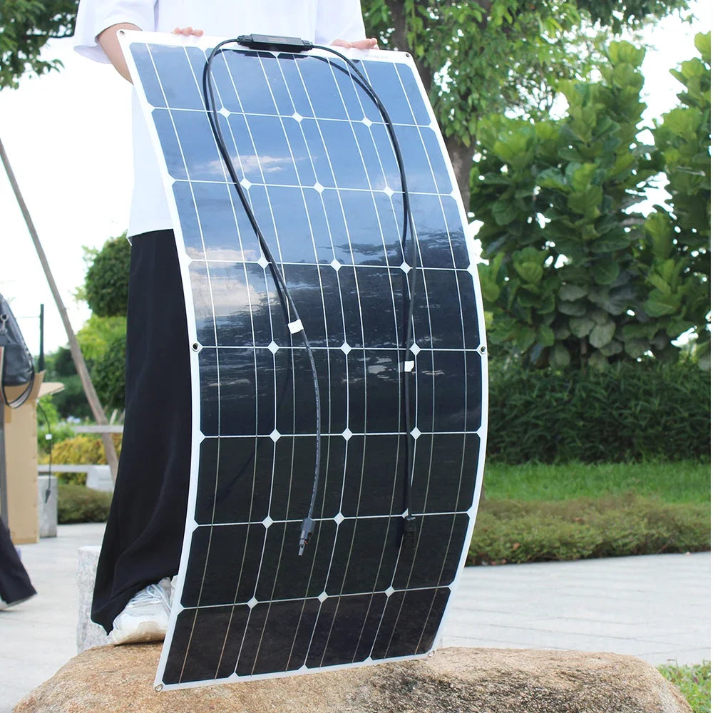 100W Flexible Monocrystalline Solar Panel Waterproof for Car Boat Home 12V Battery Charger