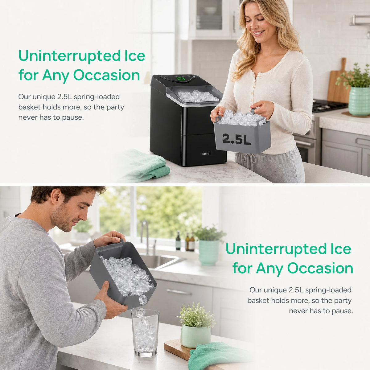 PHILERGO Countertop Ice Maker With Self-Cleaning LED Controls