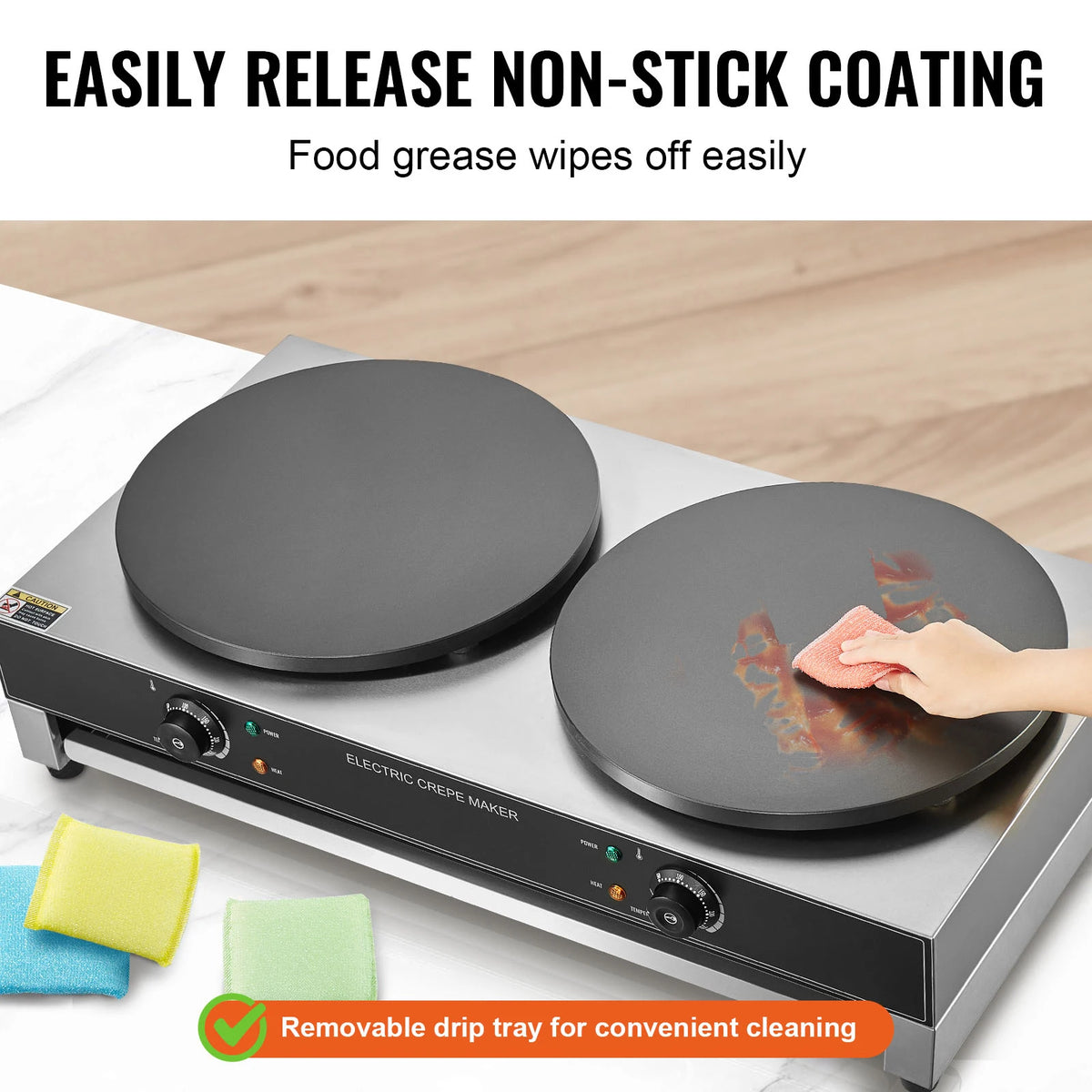 SucceBuy Commercial Electric Crepe Maker With Double Cooking Plates