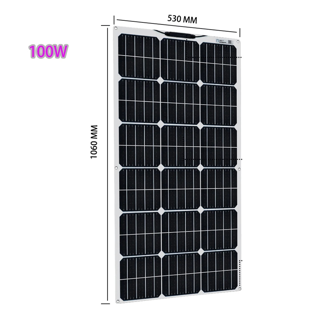 18V Flexible Solar Panels 50W 100W 120W Solar Balcony Photovoltaic Panel for Home Car Boat Camper 12V Battery Charger Waterproof