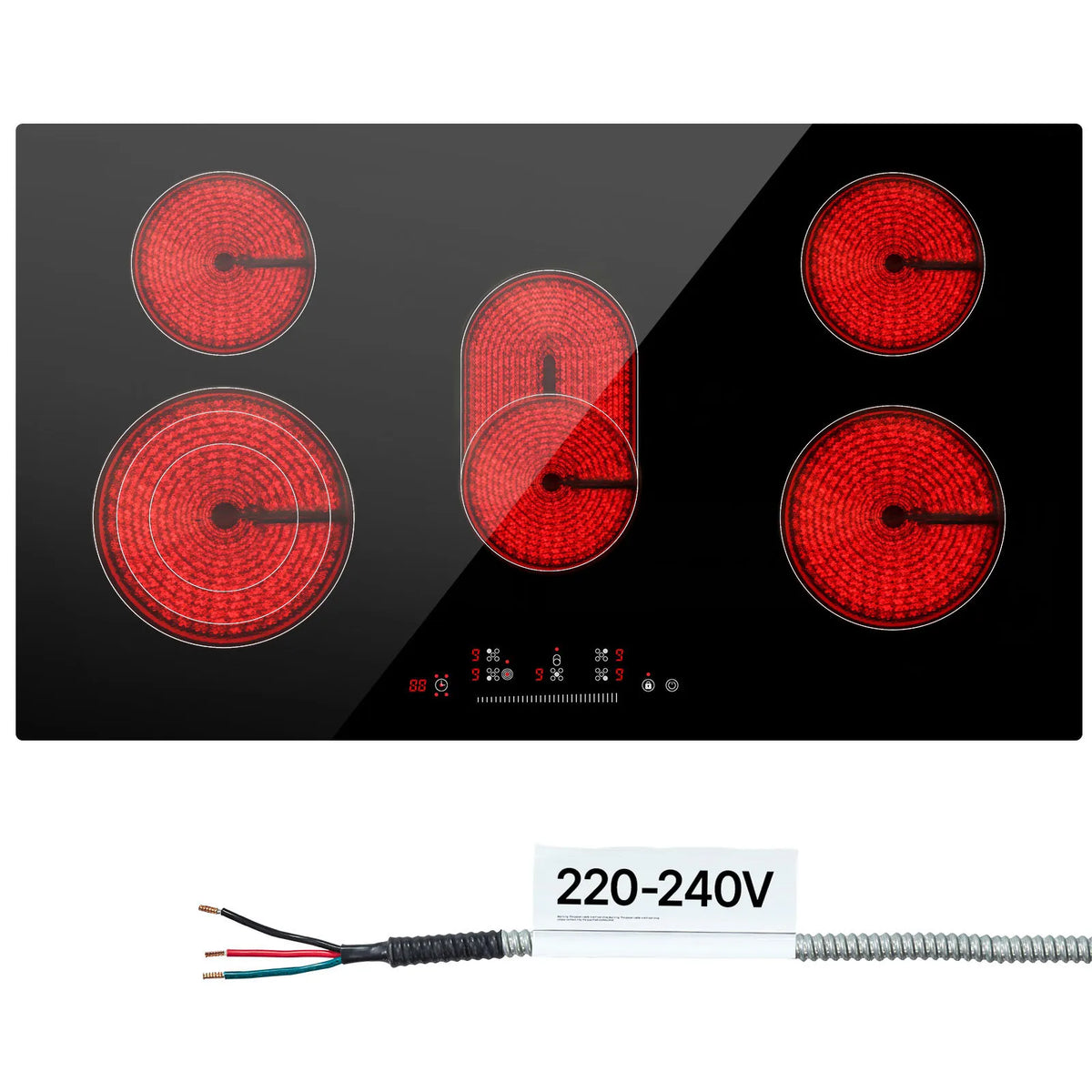 VEVOR Electric Cooktop With Ceramic Glass Touch Control Timer