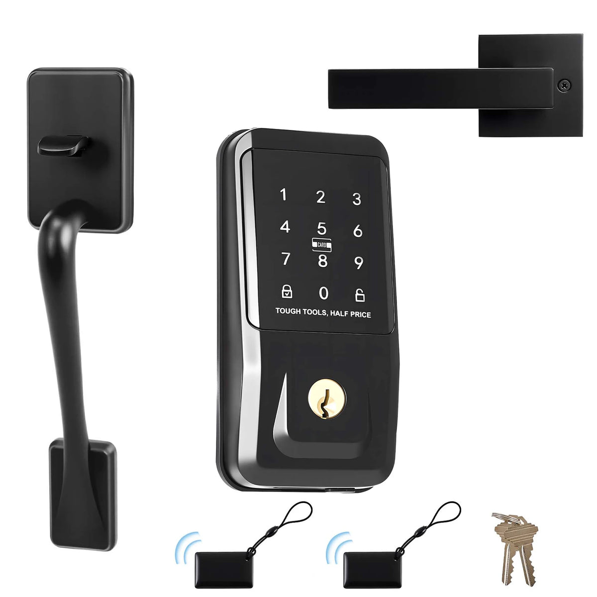SucceBuy Keyless Entry Door Lock Set Touchpad Deadbolt with IC Card Customizable Codes Auto Lock Anti-Peeking Backlit for Home