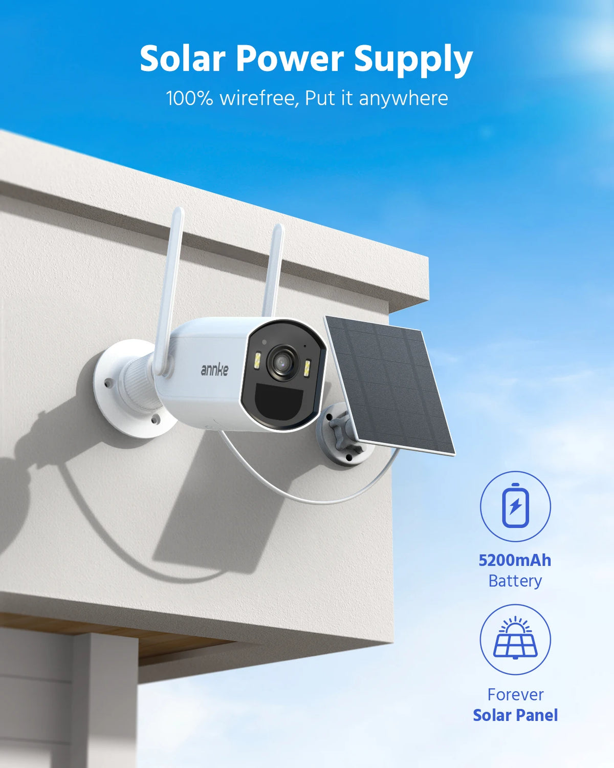ANNKE Security Camera Outdoor Wireless 4MP Solar Powered WiFi PIR Motion Detection Humanoid Alert Camera for Home Security Two-Way Audio Camera