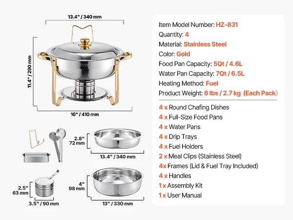 SucceBuy Stainless Steel Chafing Dish Buffet Set for Catering