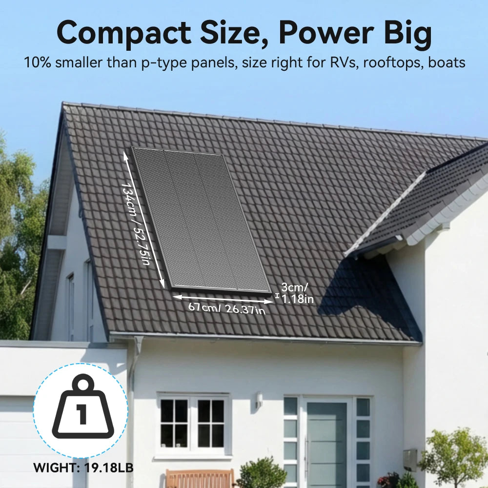 Rvpozwer 12.8V 200W Monocrystalline Solar Panel 18BB N-Type Module Off Grid PV Power Cells Waterproof  For Roof Home Off Grid