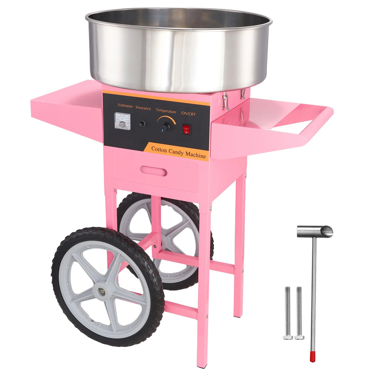 SucceBuy Commercial Cotton Candy Machine With Cart And Stainless Bowl