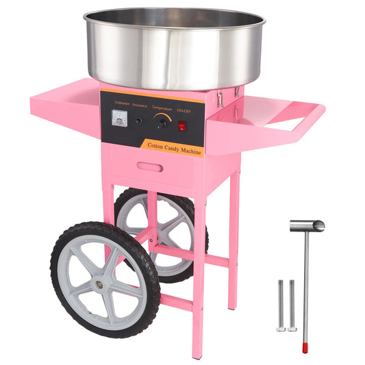 SucceBuy Commercial Cotton Candy Machine With Cart And Stainless Bowl