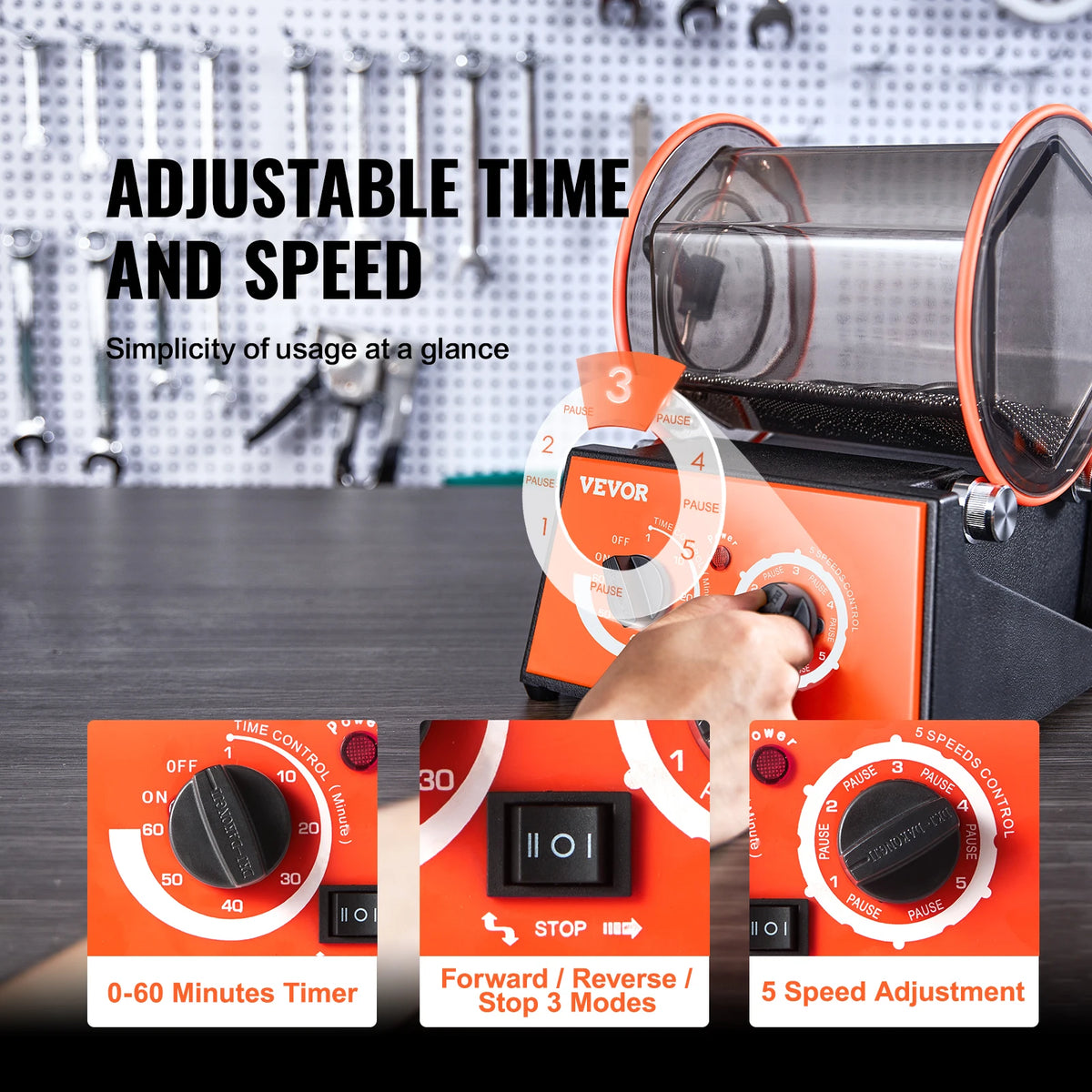 SucceBuy Rotary Tumbler Jewelry Polishing Machine For DIY Finishing