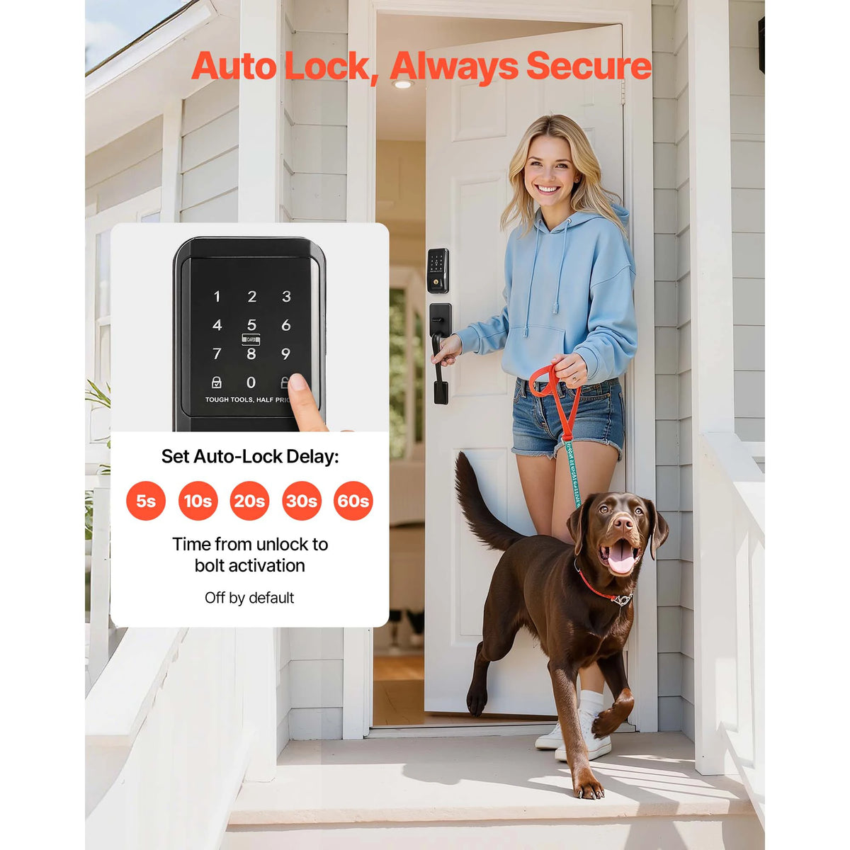 SucceBuy Keyless Entry Door Lock Set Touchpad Deadbolt with IC Card Customizable Codes Auto Lock Anti-Peeking Backlit for Home