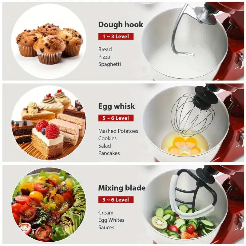 Cheftronic Tilt Head Electric Stand Mixer With Dough Hook