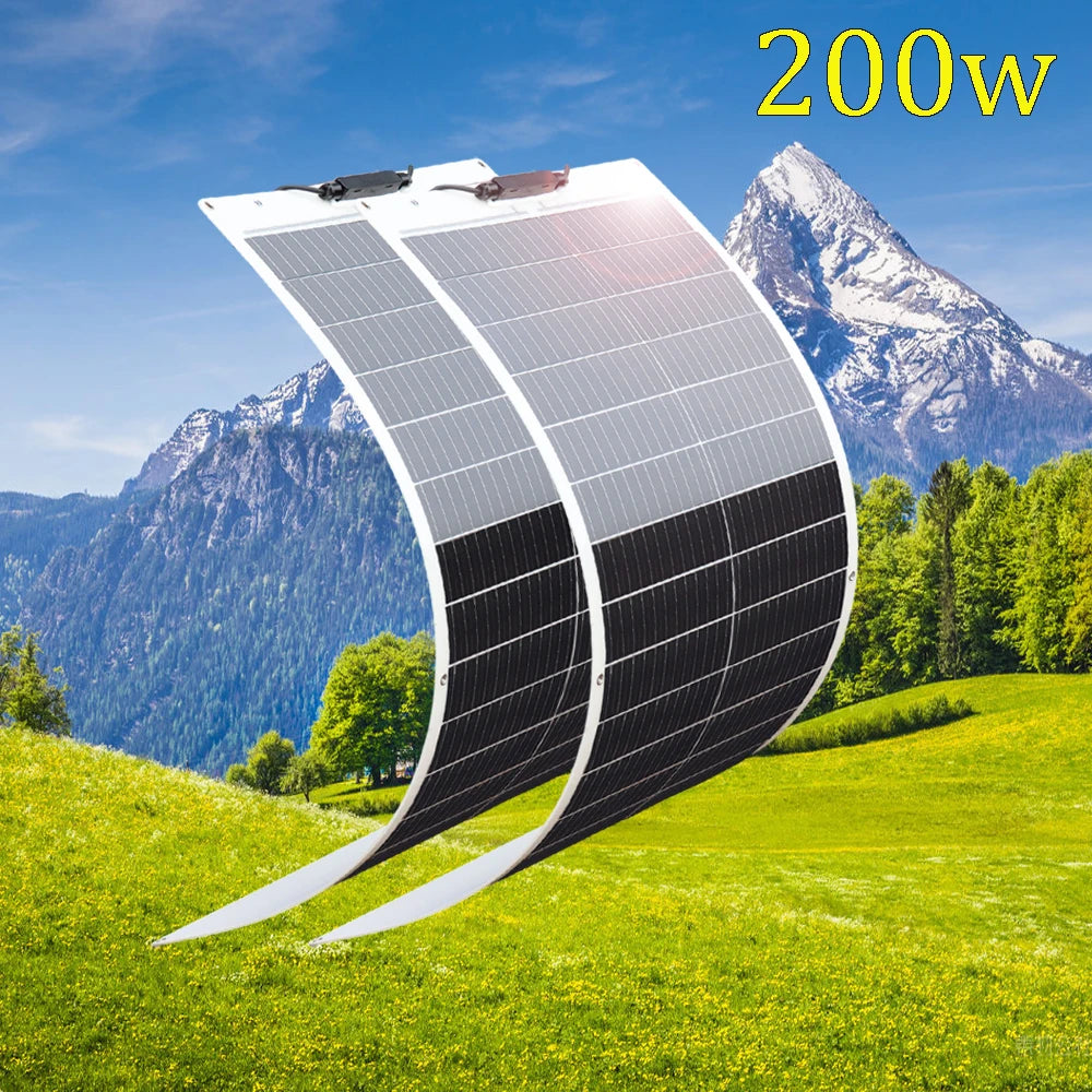 1000W 600W 300W 200W 100W Flexible Solar Panel Protable Solar Panel System 12V 24V Battery Charger for Camping Equipment Home RV