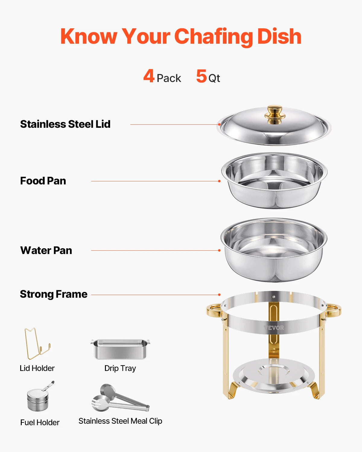 SucceBuy Stainless Steel Chafing Dish Buffet Set for Catering