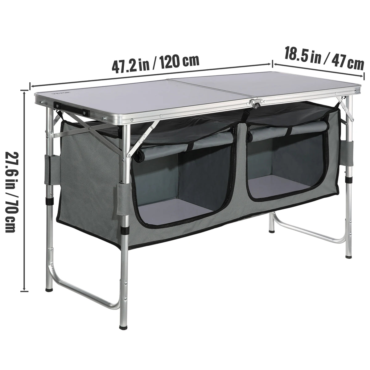 SucceBuy Foldable Outdoor Camping Kitchen Table With Storage Rack
