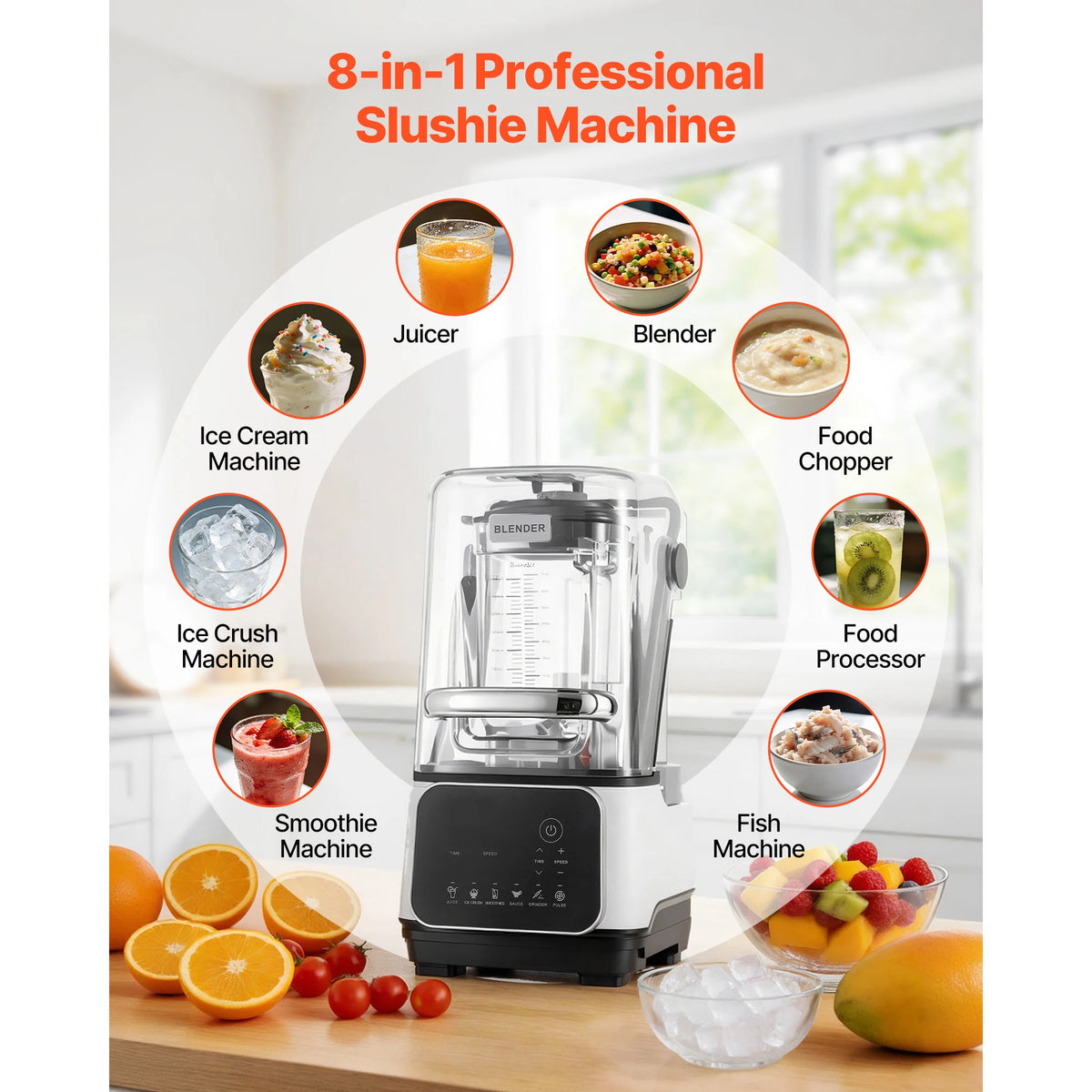 SucceBuy Professional Countertop Blender With Shield And Preset Controls
