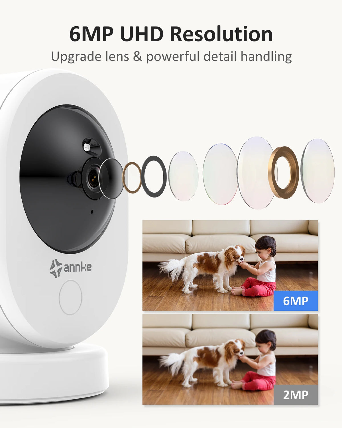 ANNKE 6MP Dual-Band WiFi Security Camera, 2.4G/5GHz Wireless PTZ with Human Detection, Auto Tracking, Two-Way Audio, 6m Night Vision