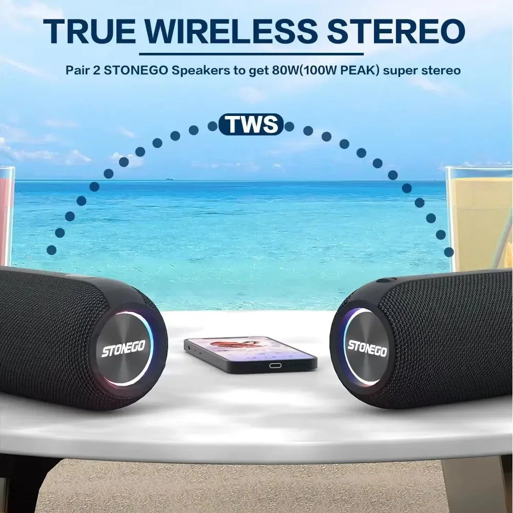 STONEGO Cyberpunk Wireless Bluetooth Speakers With RGB LED Lighting