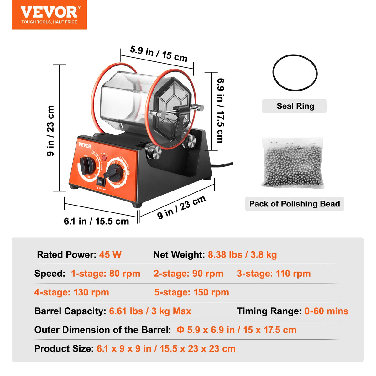 SucceBuy Rotary Tumbler Jewelry Polishing Machine For DIY Finishing
