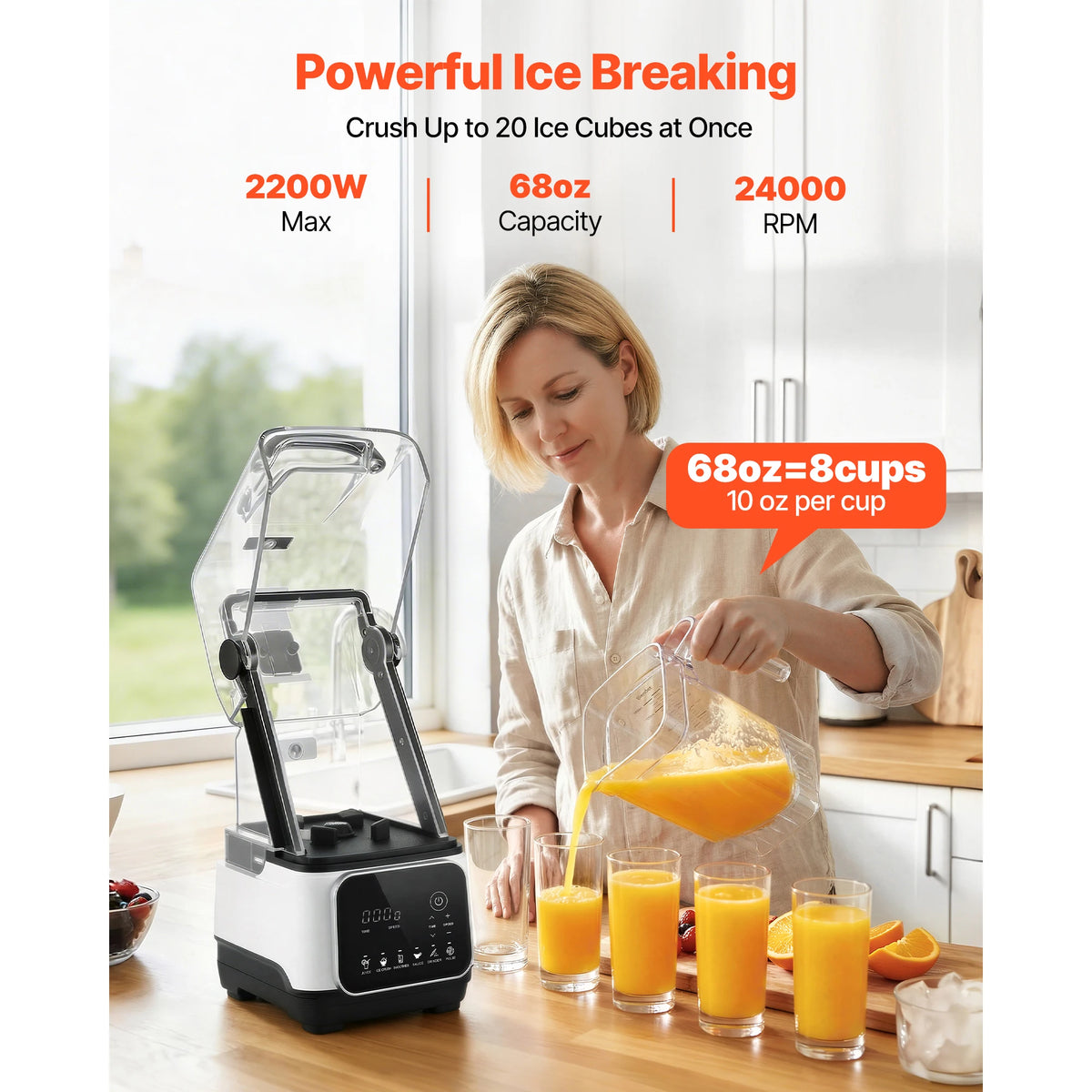 SucceBuy Professional Countertop Blender With Shield And Preset Controls