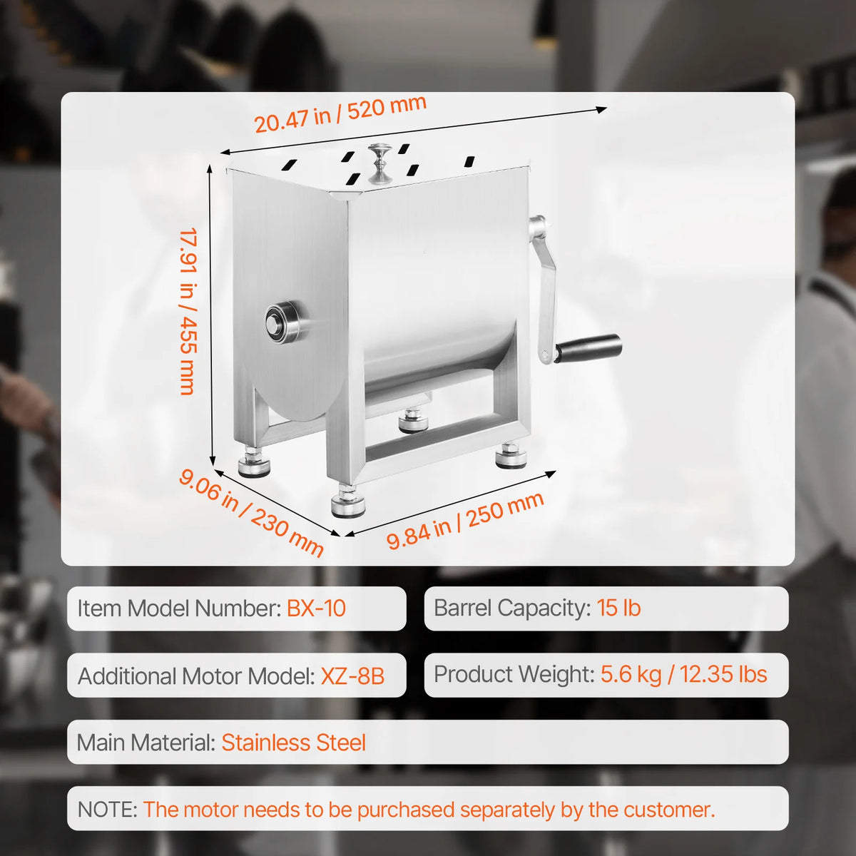SucceBuy Manual Meat Mixer With Lid And Gear Reducer