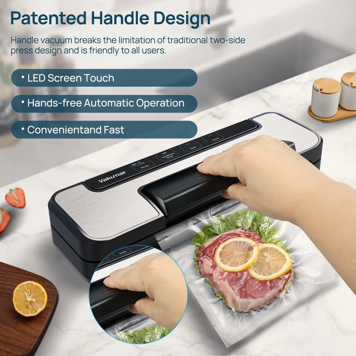Vakumar Automatic Vacuum Sealer Machine With Easy Locking Handle