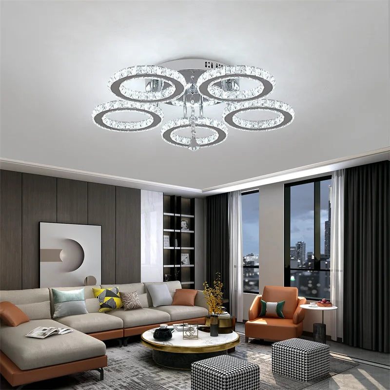 GreeLustr Crystal LED Ring Chandelier Modern Ceiling Light