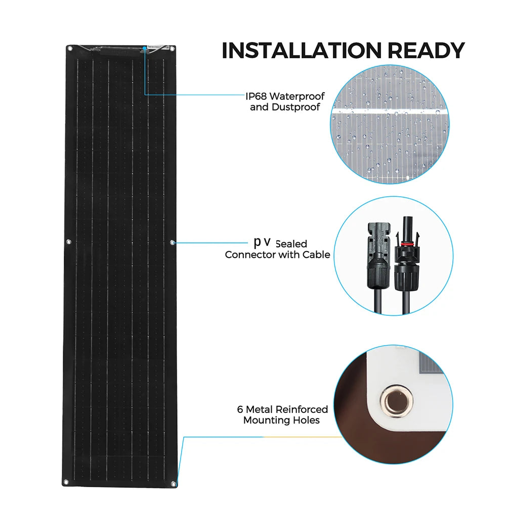 1-2pcs 50W Solar Panel Kit Complete 100W 12V High Efficiency Mono Cell Flexible Solar Panels With Charge Controller PV Cable