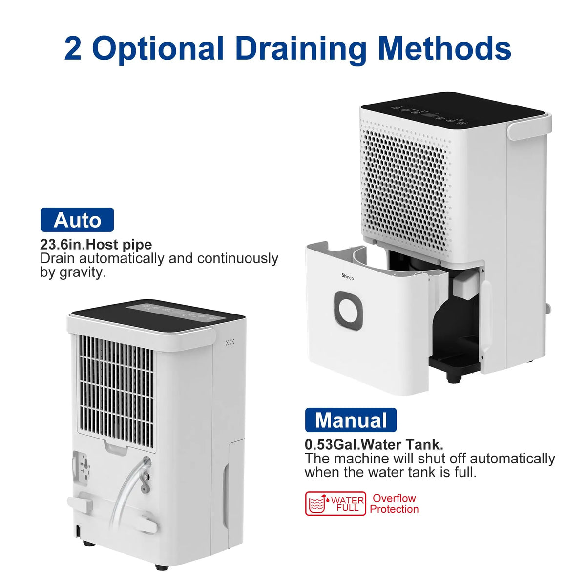 Shinco Home Dehumidifier With Drainage And Humidity Control